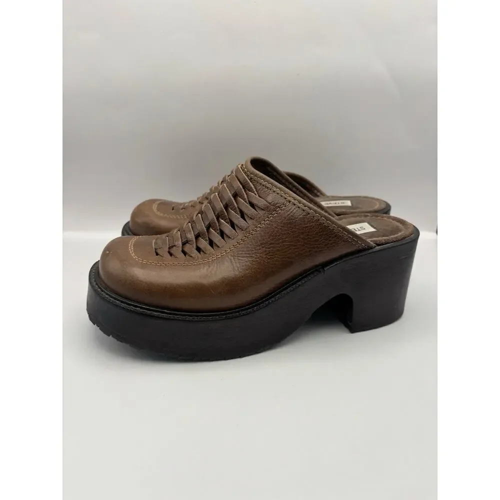 Steve Madden Vintage Y2K Platform Wooden Clogs Women Size 8
